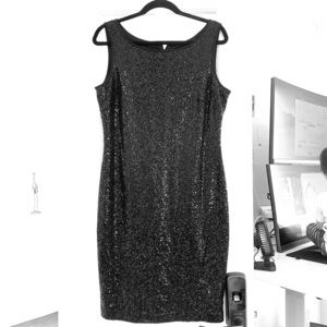Ellen Tracy sleeveless black sequin dress